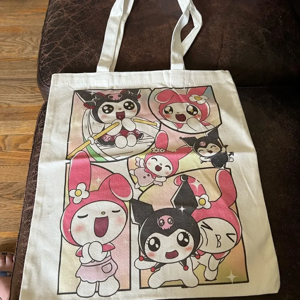 Kuromi/Melody Canvas Tote Bag
